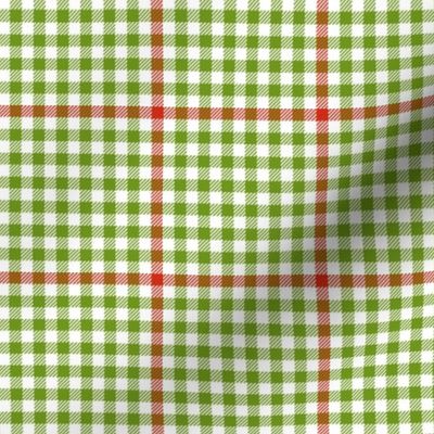 tartan check - apple red and green on white