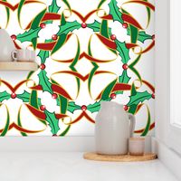 Celtic Christmas Holly Wreath Pattern on White