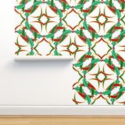 Celtic Christmas Holly Wreath Pattern on White