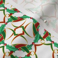 Celtic Christmas Holly Wreath Pattern on White