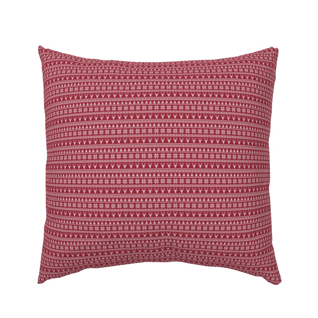 micro print - fair isle deer (red) || snowflake || winter knits