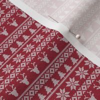 micro print - fair isle deer (red) || snowflake || winter knits