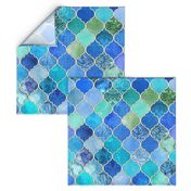 Cobalt Blue and Aqua Decorative Moroccan Tiles LARGE 