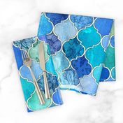 Cobalt Blue and Aqua Decorative Moroccan Tiles LARGE 