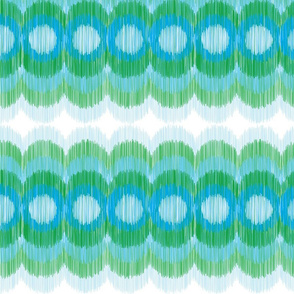 Scalloping Circles Ikat Green and Turquoise