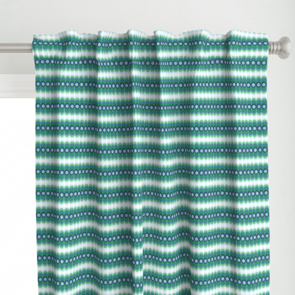 Scalloping Circles Ikat Green and Blue