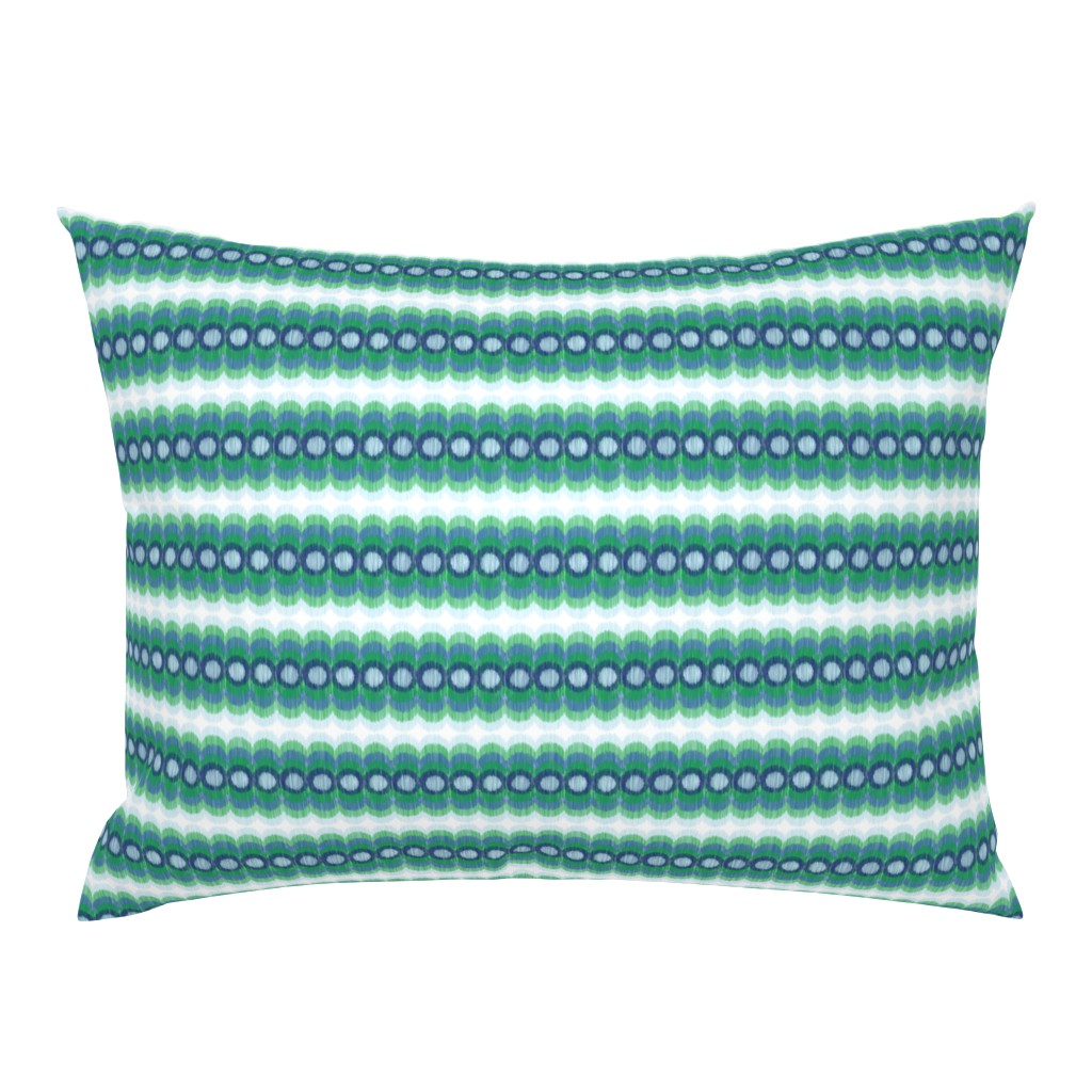 Scalloping Circles Ikat Green and Blue