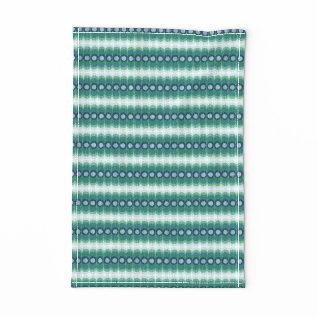 Scalloping Circles Ikat Green and Blue