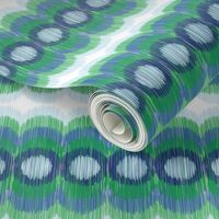 Scalloping Circles Ikat Green and Blue