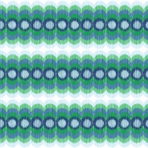 Scalloping Circles Ikat Green and Blue