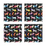 Rainbow Watercolour Galaxy Unicorns - black_background