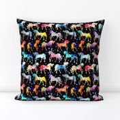 Rainbow Watercolour Galaxy Unicorns - black_background