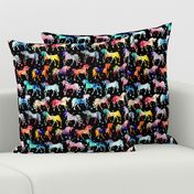 Rainbow Watercolour Galaxy Unicorns - black_background