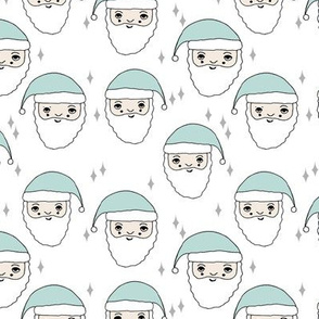 santa // christmas mint fabric cute xmas holiday mint design christmas fabrics mint christmas