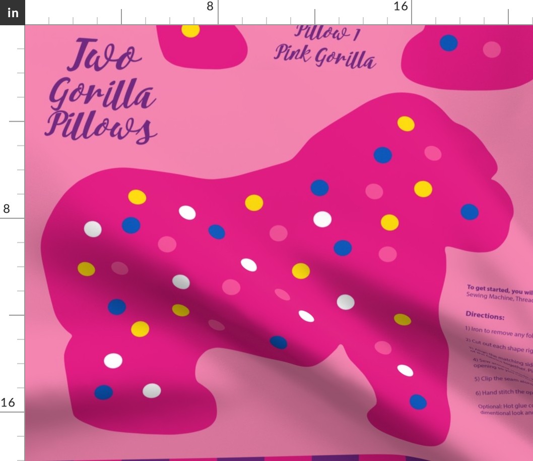 Gorilla Circus Animal Cookie Pillow Fabric