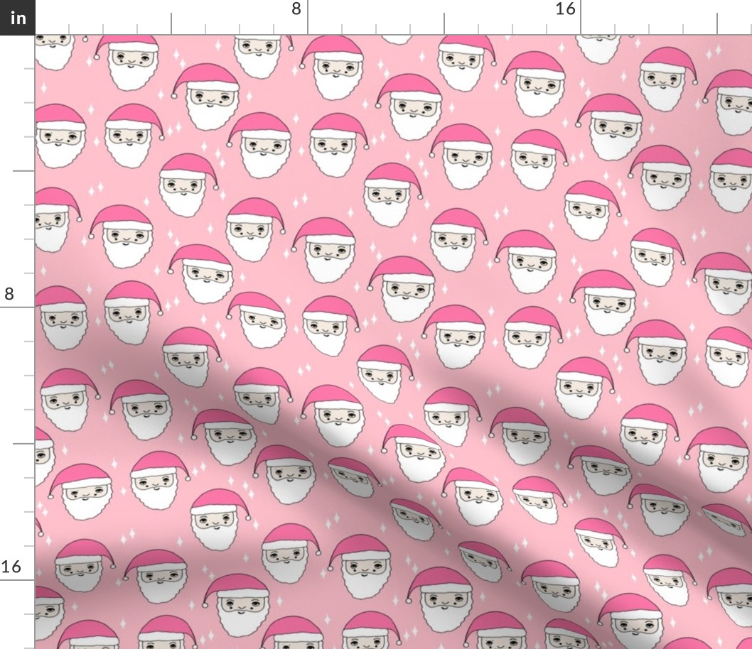 santa // pink santa christmas fabric cute xmas holiday christmas fabrics cute holiday christmas