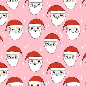 santa // christmas fabric red and pink christmas fabric cute xmas holiday christmas fabrics