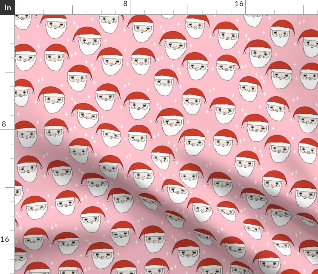 santa // christmas fabric red and pink christmas fabric cute xmas holiday christmas fabrics
