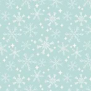 snowflakes // mint snowflake christmas fabric winter mint xmas holiday fabric