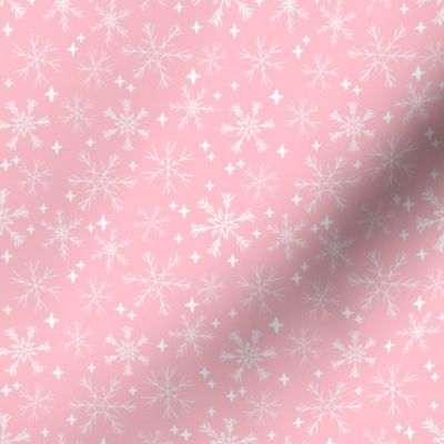 snowflakes // christmas fabric cute pink christmas winter fabric cute xmas holiday christmas design