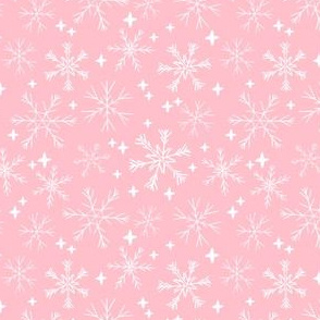 snowflakes // christmas fabric cute pink christmas winter fabric cute xmas holiday christmas design