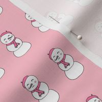 snowman // pink christmas fabric cute pink christmas snowmen designs