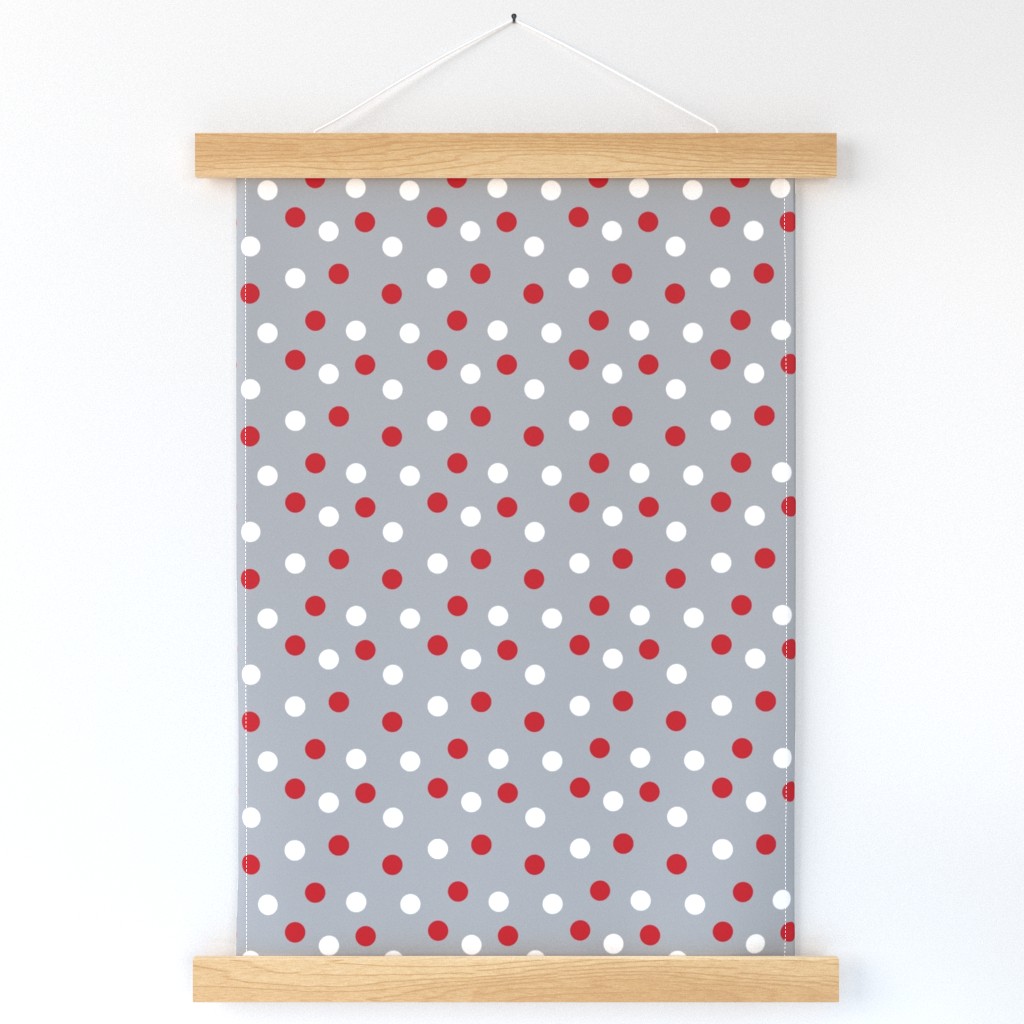 christmas dots // grey and red christmas xmas holiday christmas fabric cute holiday christmas design