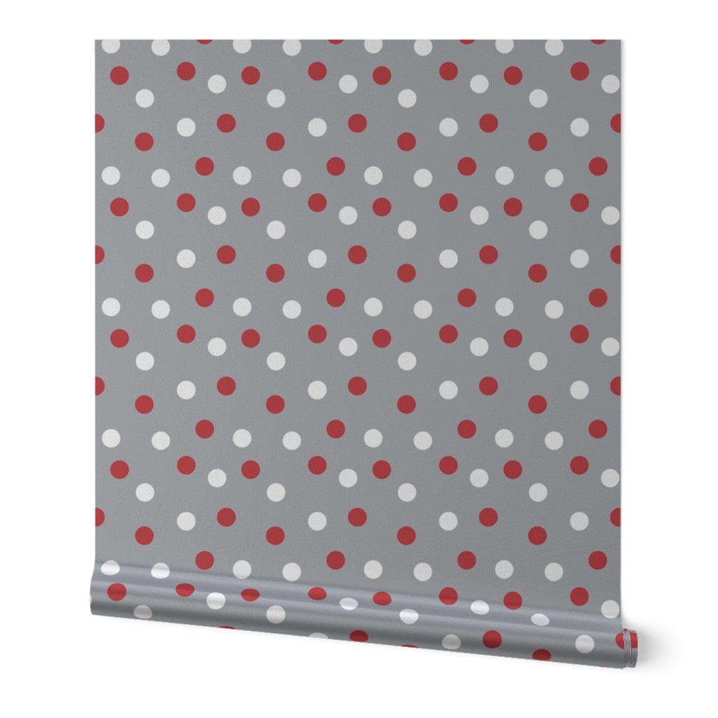 christmas dots // grey and red christmas xmas holiday christmas fabric cute holiday christmas design