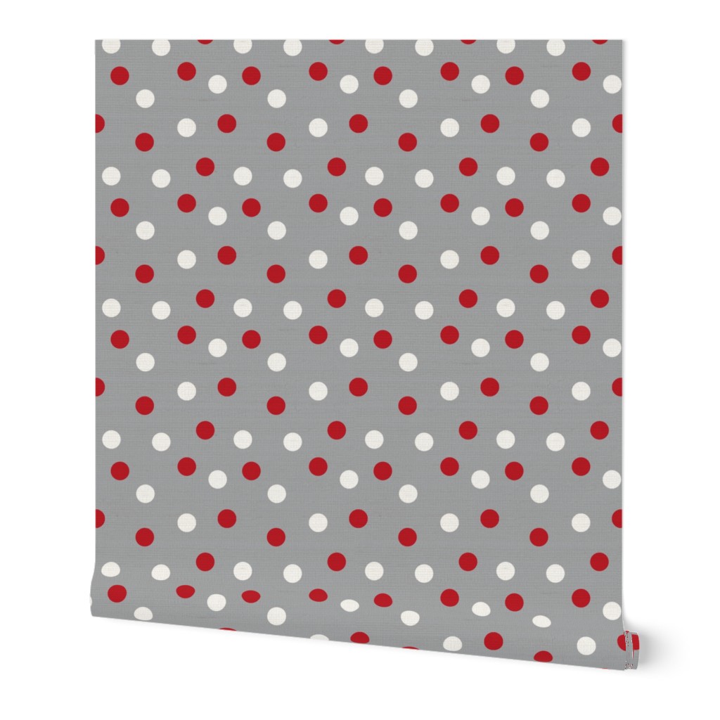 christmas dots // grey and red christmas xmas holiday christmas fabric cute holiday christmas design