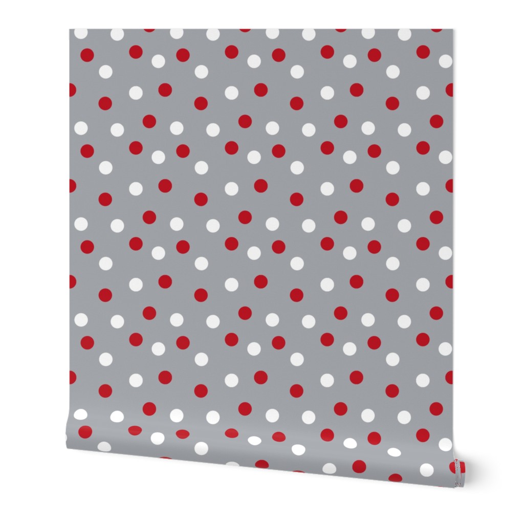 christmas dots // grey and red christmas xmas holiday christmas fabric cute holiday christmas design