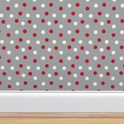 christmas dots // grey and red christmas xmas holiday christmas fabric cute holiday christmas design