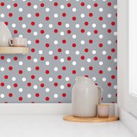 christmas dots // grey and red christmas xmas holiday christmas fabric cute holiday christmas design