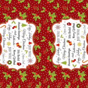 Tea Towel-Merry Holly-Red