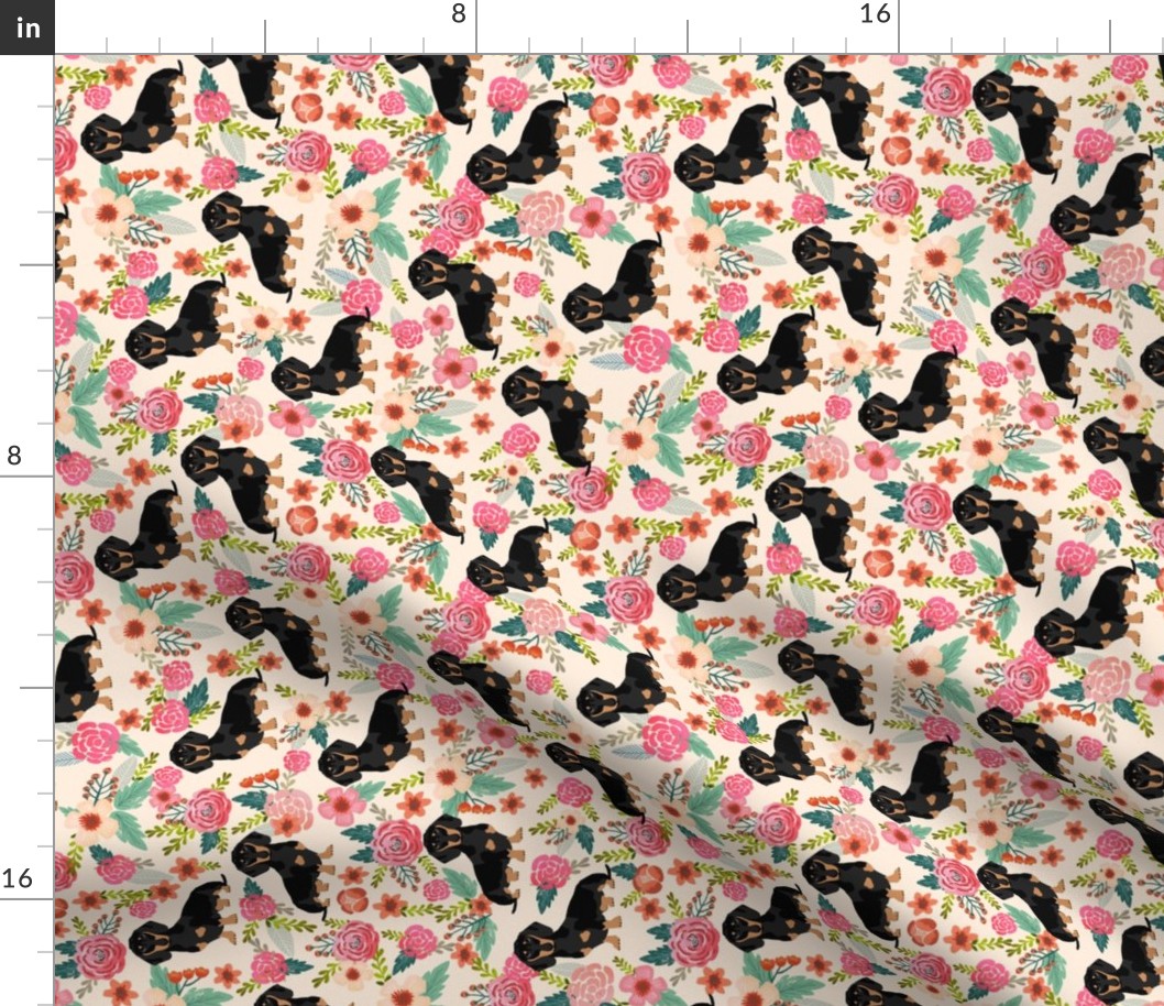 doxie  flowers florals dachshund dachshunds fabric dog cute pet dog fabric for baby leggings cute girls sweet flowers railroad fabrics