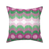 Scalloping Circles Ikat Pink and Green