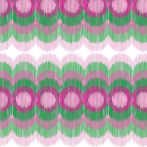 Scalloping Circles Ikat Pink and Green