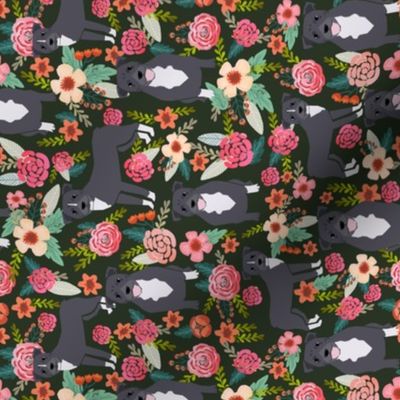 pitbull terriers dark green flowers florals dogs dog fabric railroad florals fabric cute dogs florals fabric