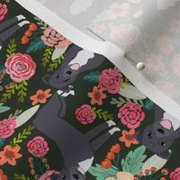 pitbull terriers dark green flowers florals dogs dog fabric railroad florals fabric cute dogs florals fabric