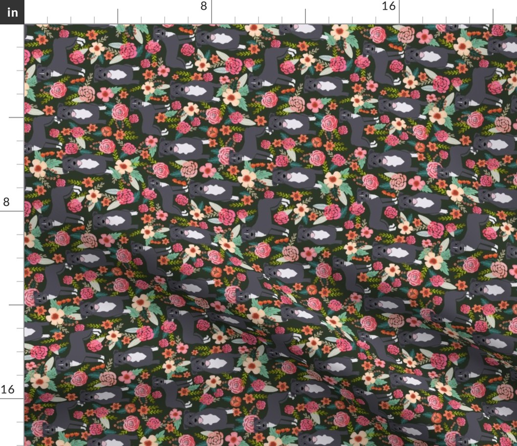 pitbull terriers dark green flowers florals dogs dog fabric railroad florals fabric cute dogs florals fabric