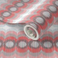 Scalloping Circles Ikat Coral and Gray