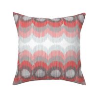 Scalloping Circles Ikat Coral and Gray