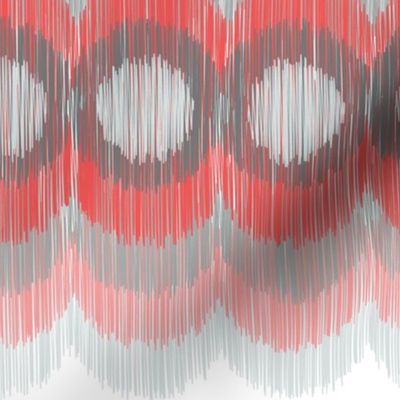 Scalloping Circles Ikat Coral and Gray