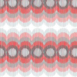 Scalloping Circles Ikat Coral and Gray