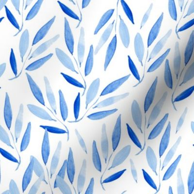 blue leaves on white