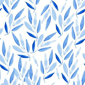 blue leaves on white