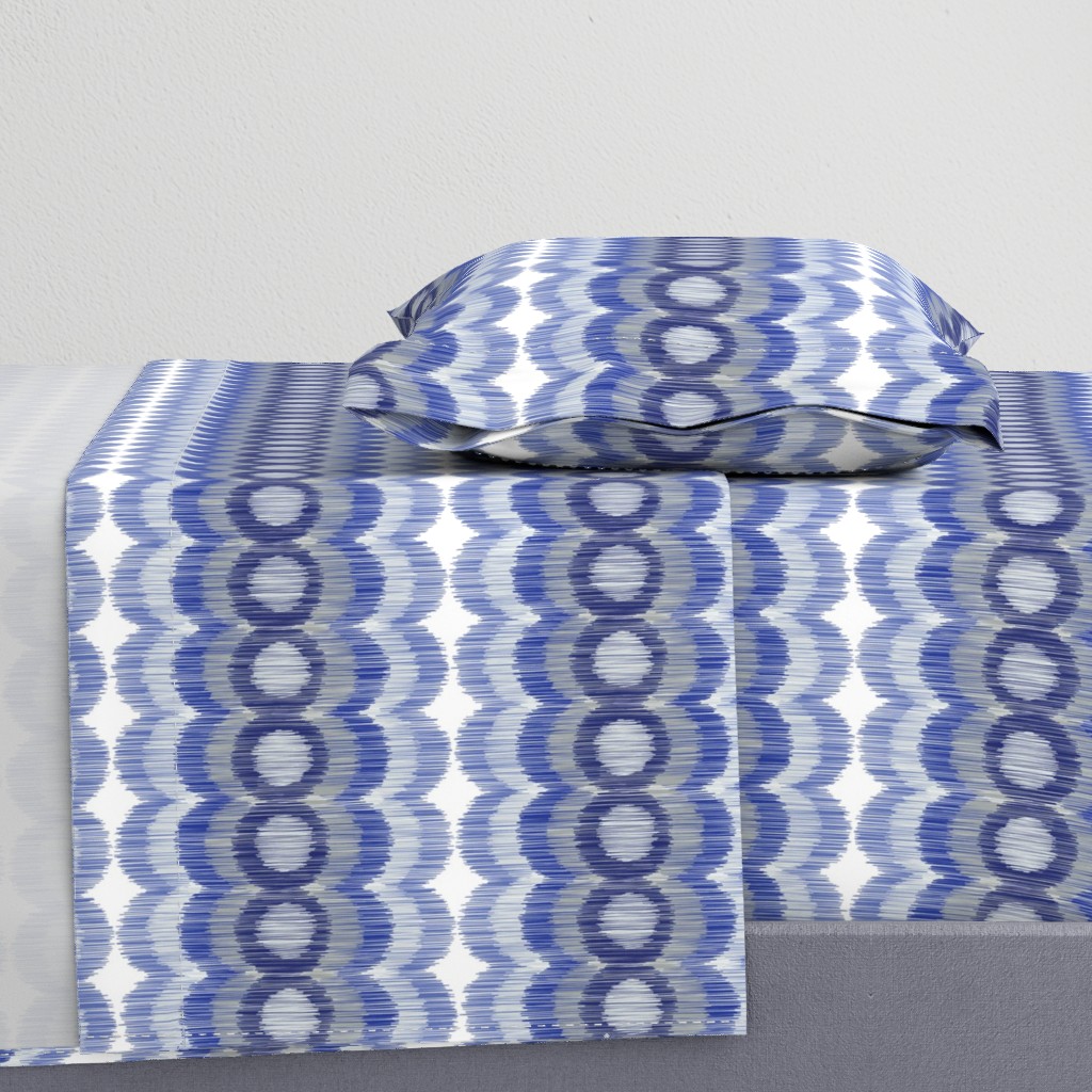 Scalloping Circles Ikat Dark Blue and Gray