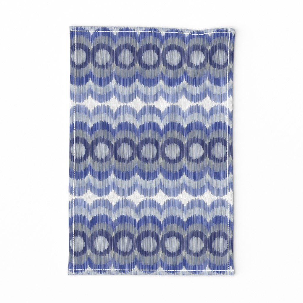 Scalloping Circles Ikat Dark Blue and Gray