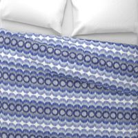 Scalloping Circles Ikat Dark Blue and Gray