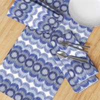 Scalloping Circles Ikat Dark Blue and Gray