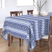 Scalloping Circles Ikat Dark Blue and Gray